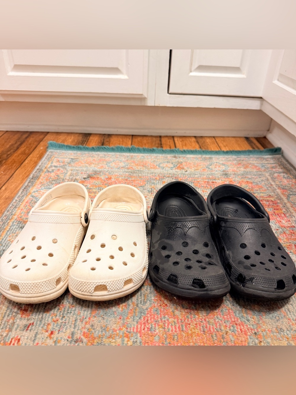 CROCS Kids Classic Clogs in Cream and Black